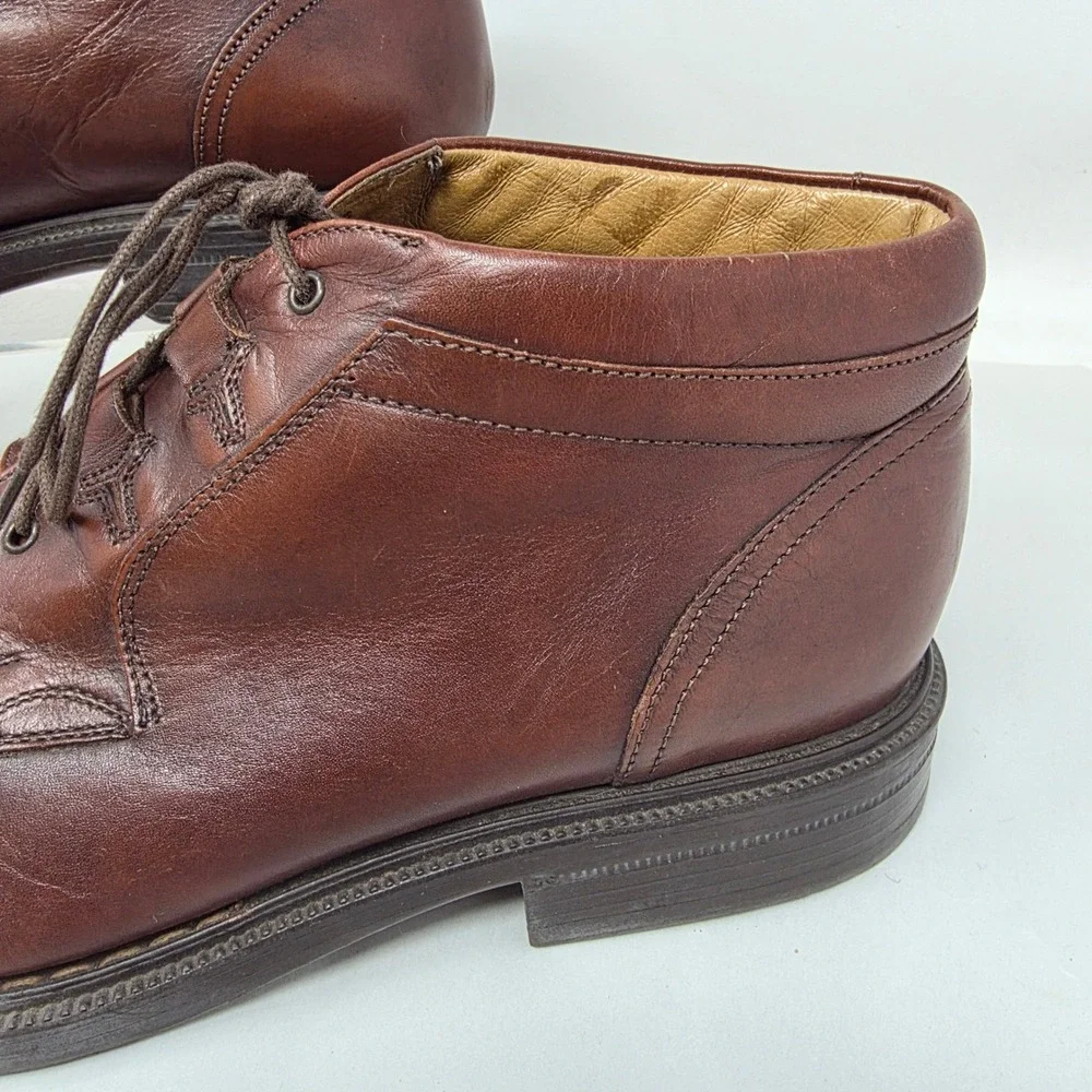 Bacco Bucci Chukka Boots Mens 10.5 Brown Leather Moc Toe Made in Italy Good